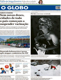 Capa do jornal O Globo 17/02/2021