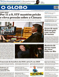 Capa do jornal O Globo 18/02/2021