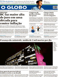 Capa do jornal O Globo 18/03/2021
