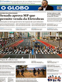 Capa do jornal O Globo 18/06/2021