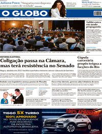 Capa do jornal O Globo 18/08/2021