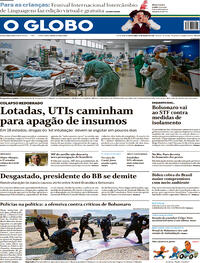 Capa do jornal O Globo 19/03/2021