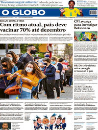 Capa do jornal O Globo 19/06/2021