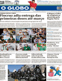Capa do jornal O Globo 20/01/2021