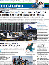 Capa do jornal O Globo 20/02/2021