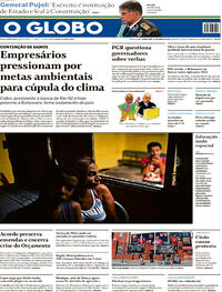 Capa do jornal O Globo 20/04/2021