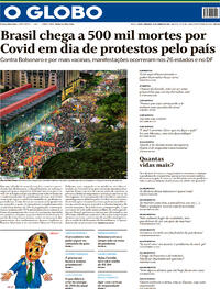 Capa do jornal O Globo 20/06/2021