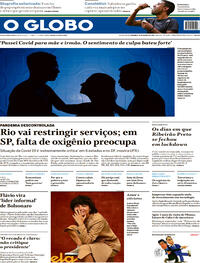 Capa do jornal O Globo 21/03/2021