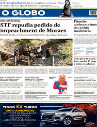 Capa do jornal O Globo 21/08/2021