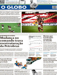 Capa do jornal O Globo 22/02/2021