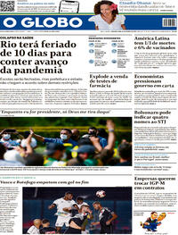 Capa do jornal O Globo 22/03/2021