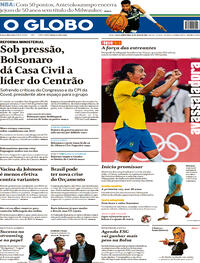Capa do jornal O Globo 22/07/2021