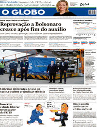 Capa do jornal O Globo 23/01/2021