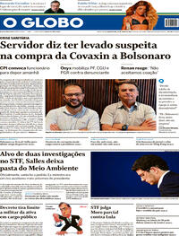 Capa do jornal O Globo 24/06/2021