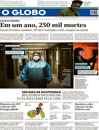 Capa do jornal O Globo 25/02/2021