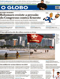 Capa do jornal O Globo 26/03/2021