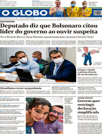 Capa do jornal O Globo 26/06/2021