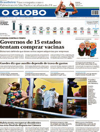 Capa do jornal O Globo 27/01/2021