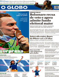 Capa do jornal O Globo 27/07/2021