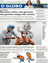 Capa do jornal O Globo 28/01/2021