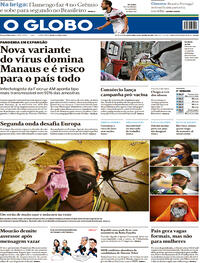 Capa do jornal O Globo 29/01/2021