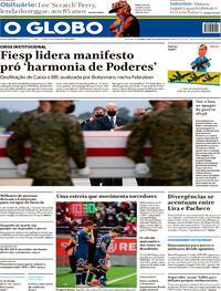 Capa do jornal O Globo 30/08/2021