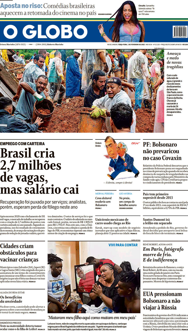 Capa O Globo Edição Terça 1 De Fevereiro De 2022 9097