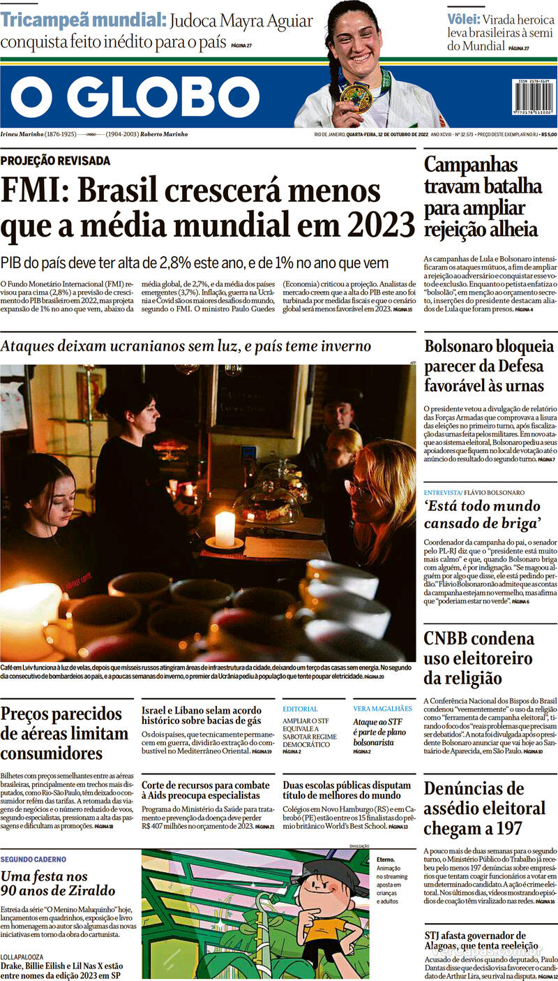 Capa O Globo Edição Quarta12 De Outubro De 2022 0503