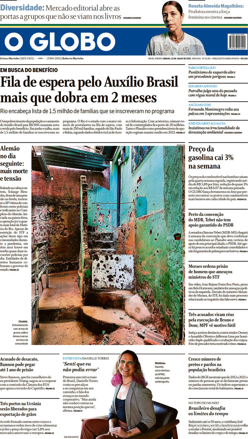 Jornal O Globo on X: Capa da edição desta terça-feira; confira