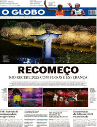 Capa do jornal O Globo 01/01/2022
