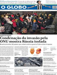 Capa do jornal O Globo 03/03/2022