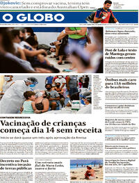 Capa do jornal O Globo 06/01/2022