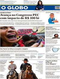 Capa do jornal O Globo 09/02/2022