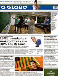 Capa do jornal O Globo 11/06/2022