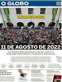 Capa do jornal O Globo 12/08/2022