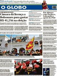 Capa do jornal O Globo 14/07/2022