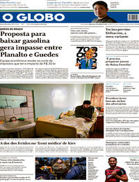 Capa do jornal O Globo 15/03/2022