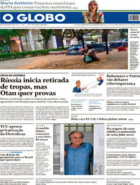Capa do jornal O Globo 16/02/2022