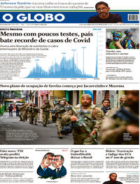 Capa do jornal O Globo 20/01/2022