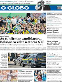 Capa do jornal O Globo 25/07/2022