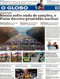 Capa do jornal O Globo 28/02/2022