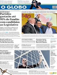 Capa do jornal O Globo 30/07/2022