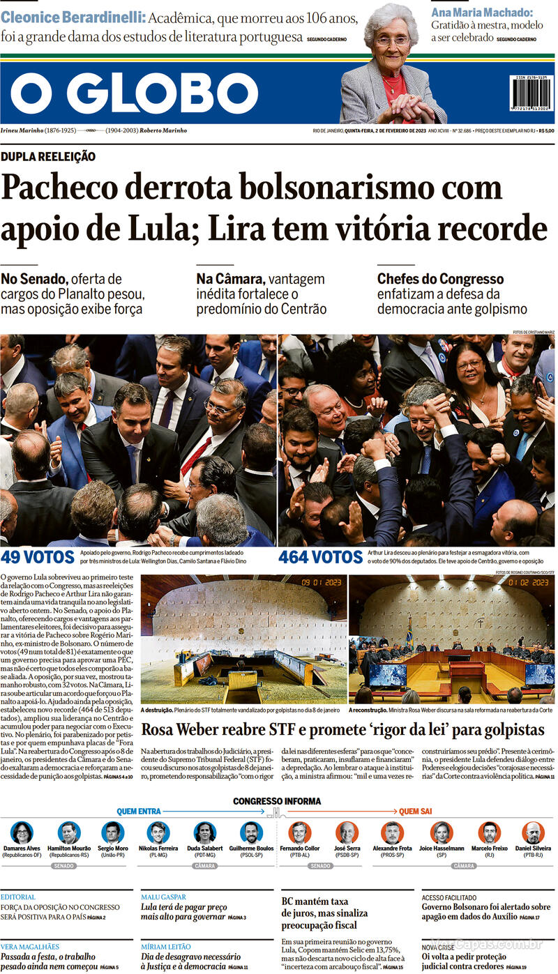 Capa O Globo Quinta 2 De Fevereiro De 2023 1707