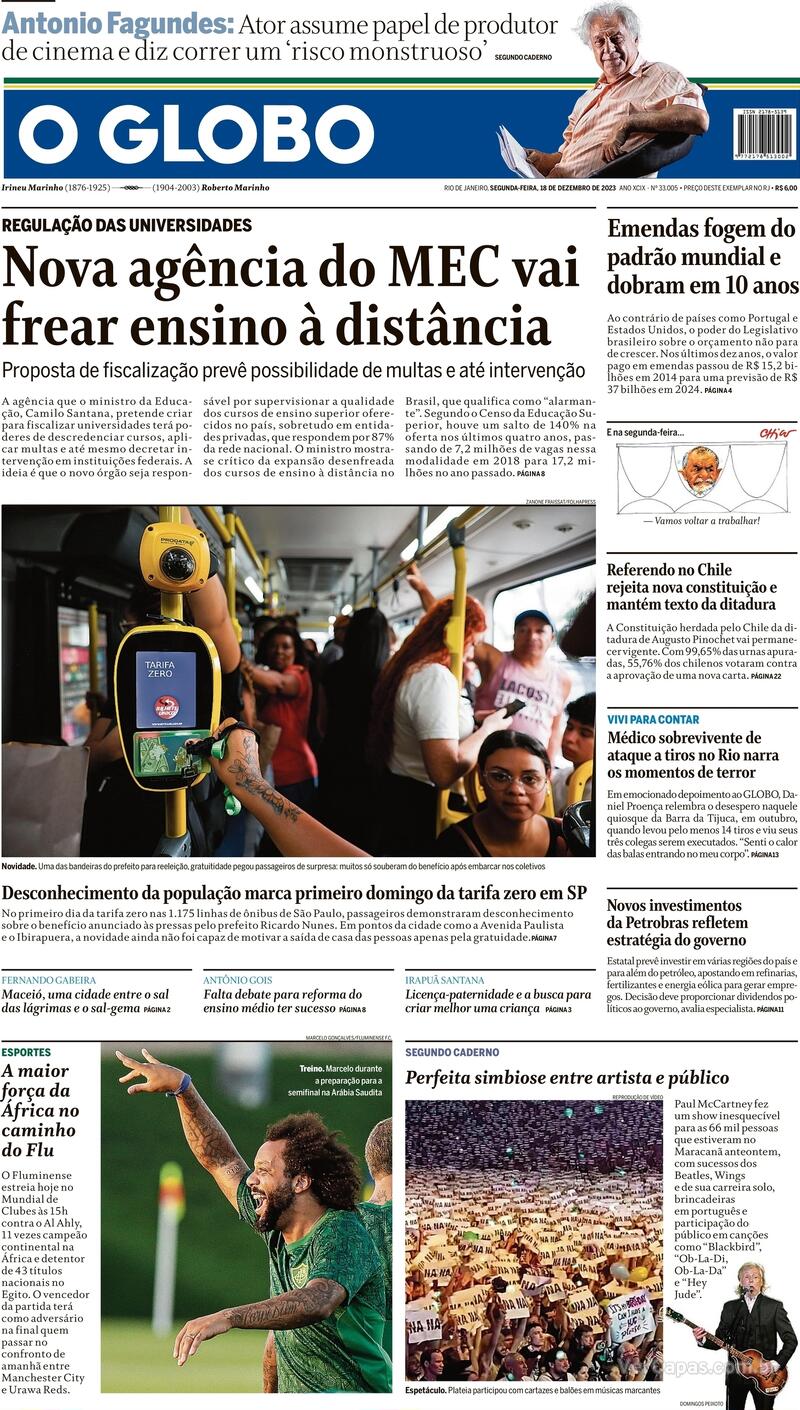 Jornal O Globo on X: Capa da edição desta terça-feira; confira