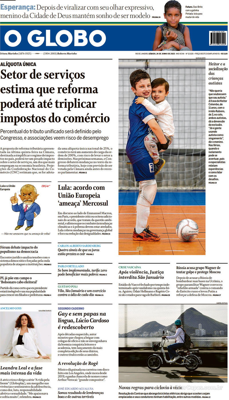 Capa O Globo Edição Sábado24 De Junho De 2023 1055