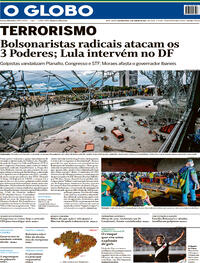 Capa do jornal O Globo 09/01/2023
