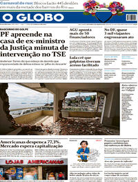 Capa do jornal O Globo 13/01/2023