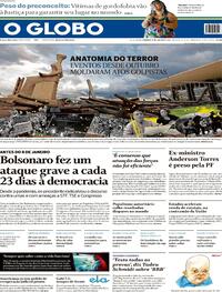 Capa do jornal O Globo 15/01/2023