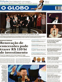 Capa do jornal O Globo 11/03/2024