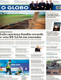 Capa do jornal O Globo 23/01/2024